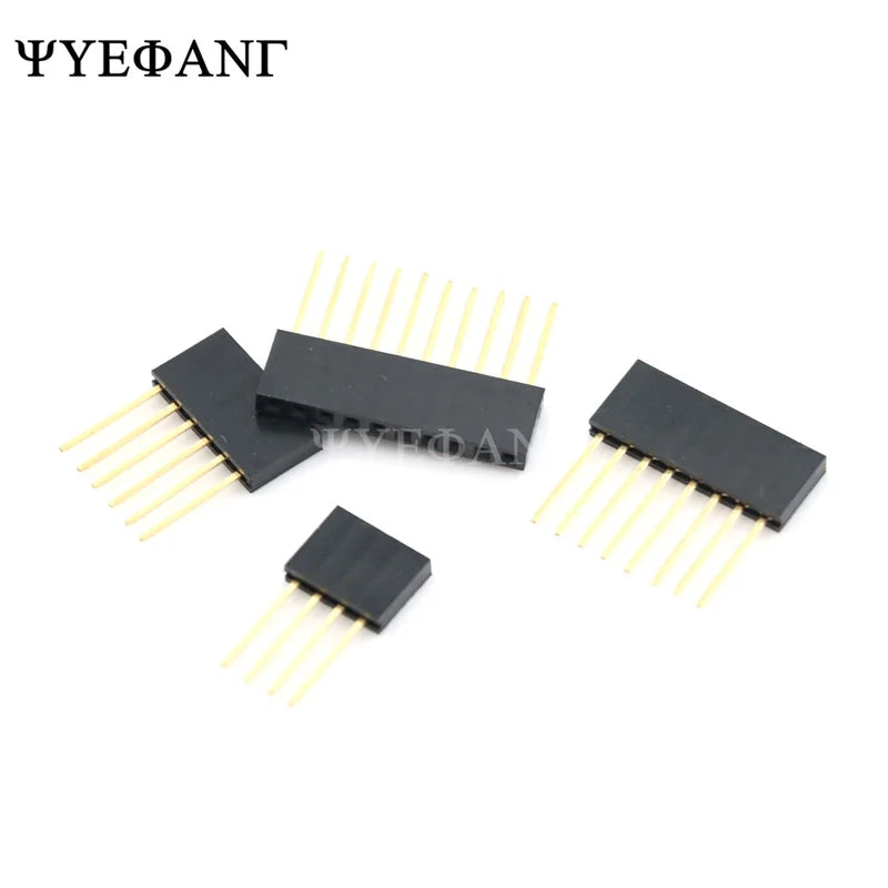 10Pcs 2.54mm Single Row Stackable Long Legs Female Header Connector 2/3/4/6/8/10/15 Pin for Arduino Shield PCB