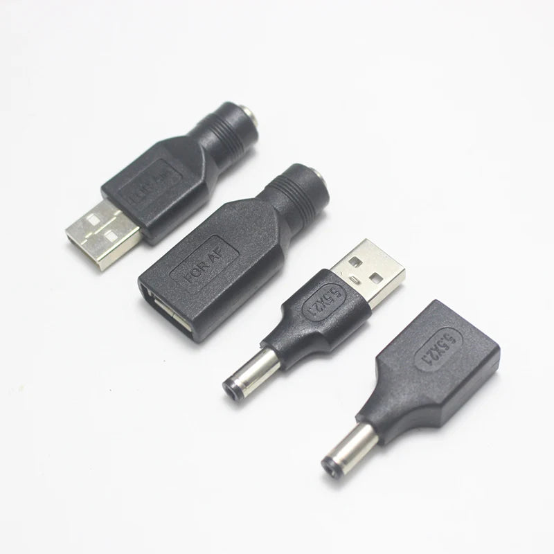 1pcs Commonly Used USB Set 5.5*2.1/5.5x2.1mm Female Jack to USB 2.0 Male Plug DC Power Male to Female Connector Adapter