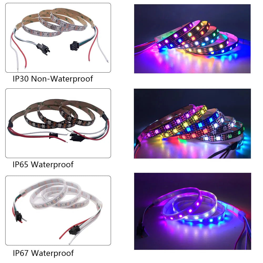 WS2812B USB LED Strip RGB WS2812 Addressable Pixel Tape 14Keys Remote Controller For TV Back Under Cabinet Lamp 1-5M DC5V