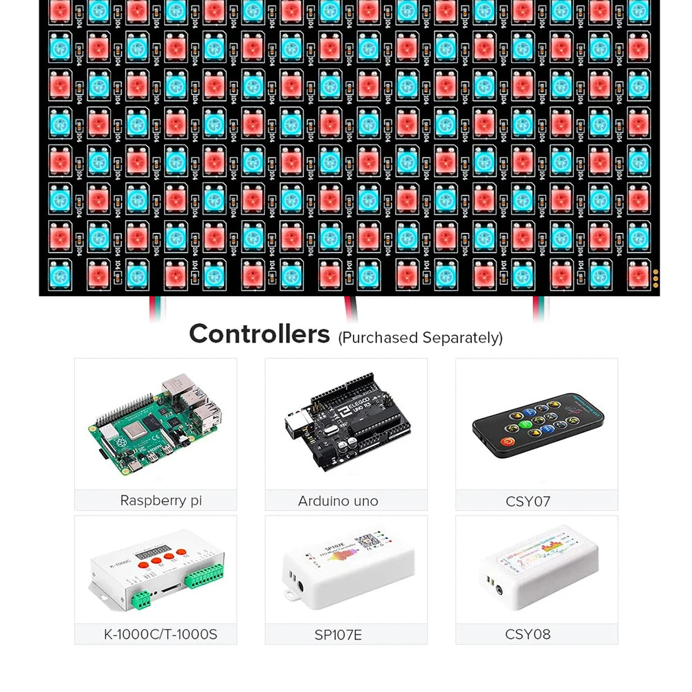 1-10Pcs WS2812B RGB Flexible 16x16 8x32 256Leds Pixel Panel Matrix Screen Led Module WS2812 IC ECO Individually Addressable DC5V