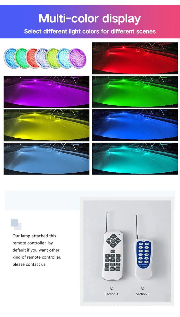 18W 25W 35W LED Underwater Light Par56 Swimming Pool Light LED IP68 12V SMD5730 Underwater Lamp RGB Warm Cold White LED Piscina