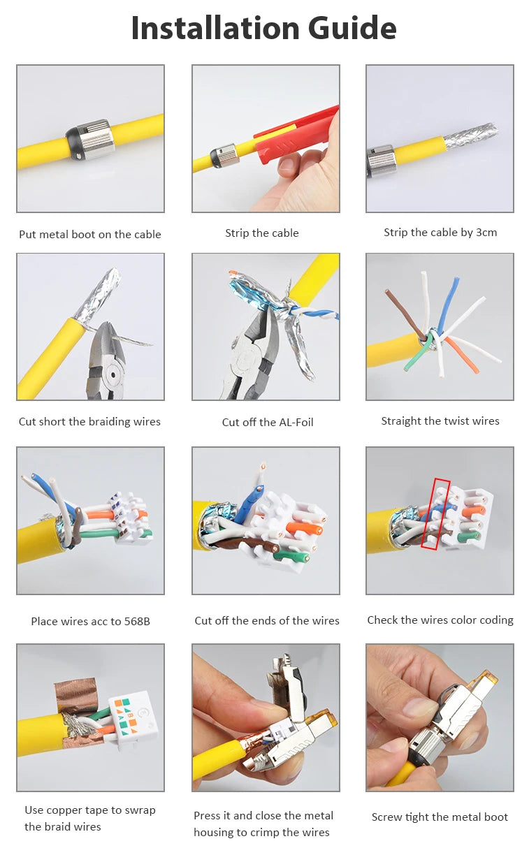 Linkwylan Original Patented Design RJ45 Cat8 Field Termination Plug Shielded Toolless Cat7 6A Hifi Fast Installation Connector