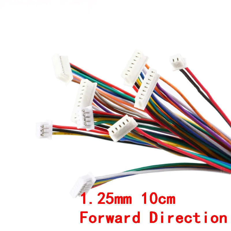 5Pcs Pcs JST 1.25mm Pitch 2/3/4/5/6/8 Pin Female to Female Wire Cable Connector JST 1.25mm Double Ended Plugs 28AWG 10CM