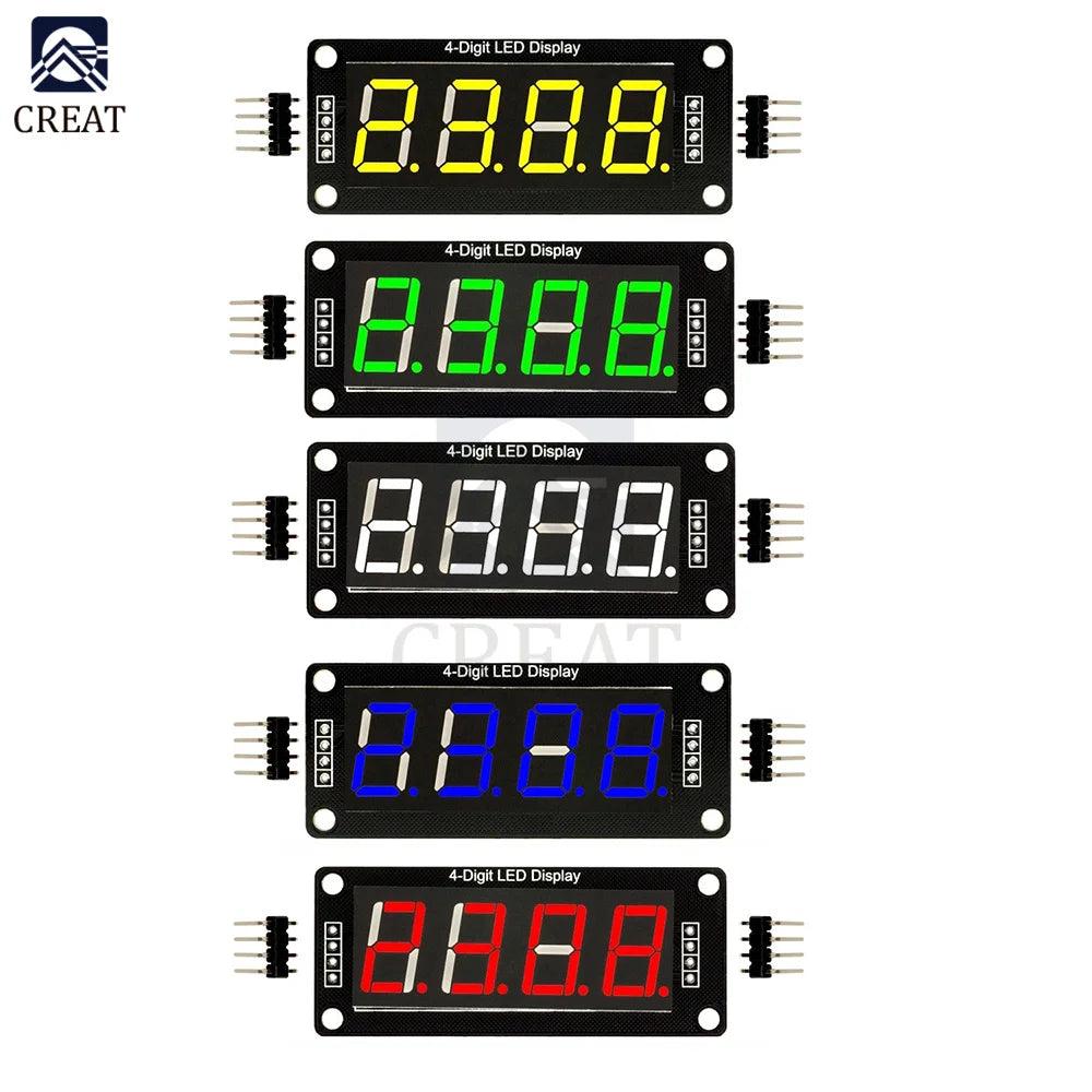 0.56" 4 Bit Digital LED Tube Display Module TM1637 Decimal 7 Segments Tube Display Module Yellow/White/Red/Green/Blue