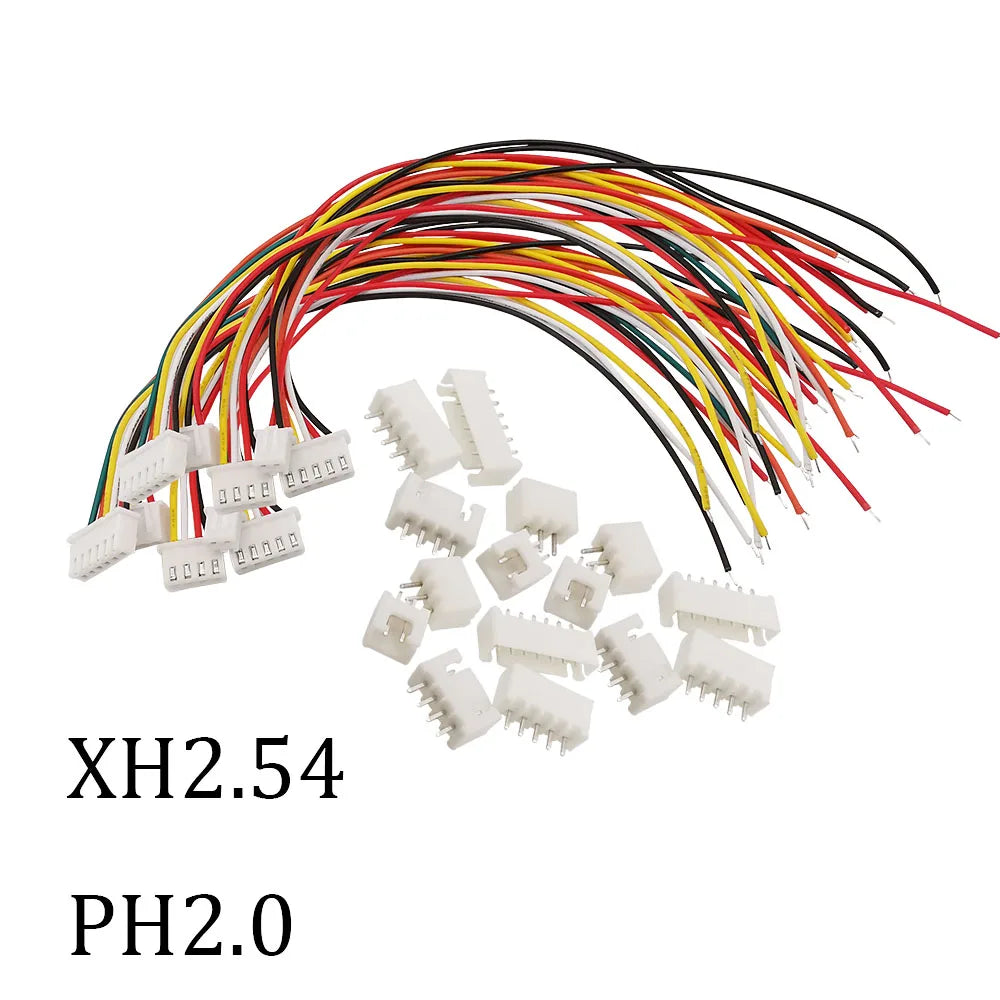 5Set Micro JST PH2.0mm XH2.54mm Male Female Wire Connector Kit JST 2/3/4/5/6 Pin Plug With Terminal Extension Cable Socket 26AWG