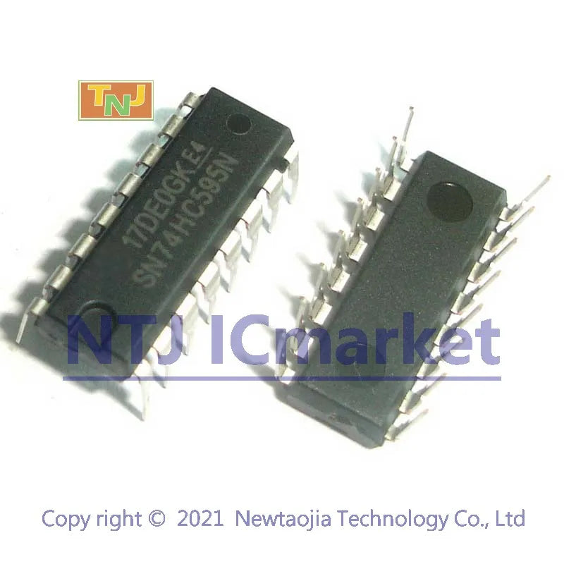 50 PCS SN74HC595N DIP-16 74HC595N 74HC595 8-Bit Shift Registers With 3-State Output Registers 16-PDIP Chip IC