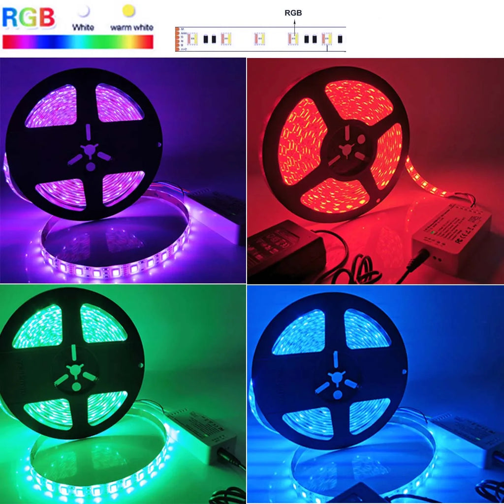 Tuya Wifi 5in1 LED Strip Lights Kit DC12V 5050 RGBCCT RGB+W+WW APP/Voice/Remote Control Smartlife for Alexa Google Home 1M-5M