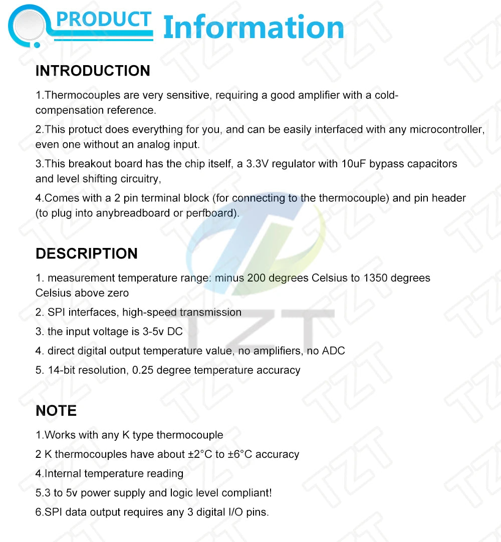 TZT 1/3PCS MAX31855 Module K Type Thermocouple temp Sensor new Temperature measurement module