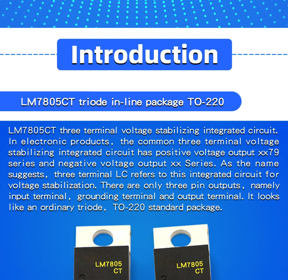 10Pcs LM7805CT CJ78M05 LM317BTG LM7905CT LM317T L7812CV LM317AT L7915CV TO220 L7805CD2T Voltage Regulator IC 5V 1.5A TO-220