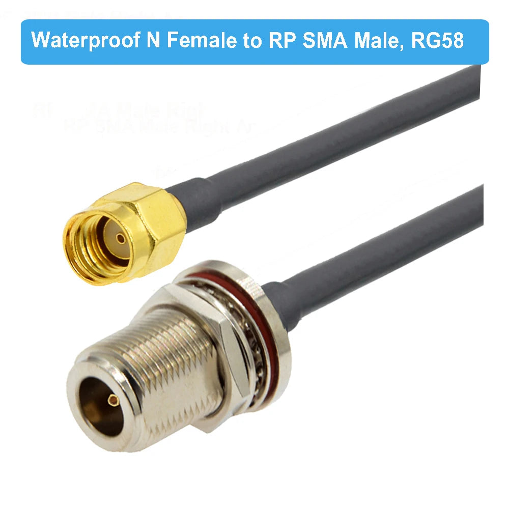 1PCS RG58 Cable Waterproof N Female Bulkhead to SMA/ RP-SMA Male Female RF Coax Pigtail 3G 4G 5G LTE Antenna Extension Jumper