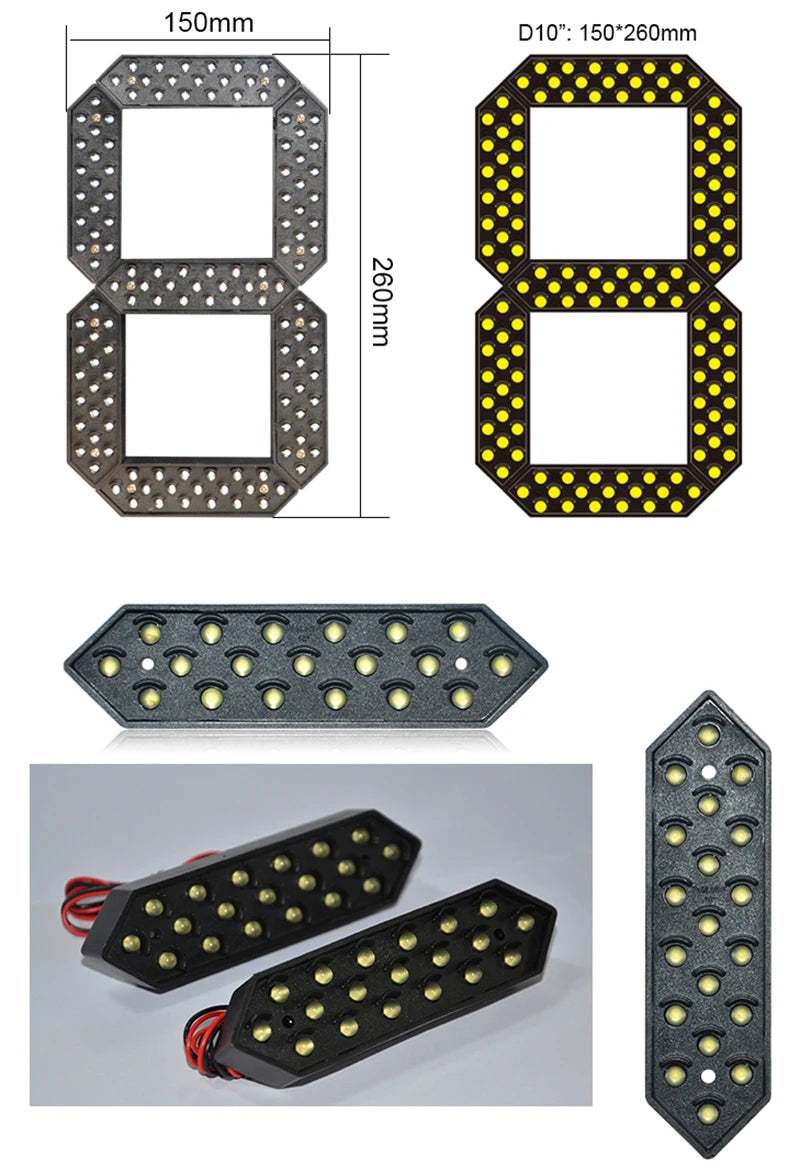 10 Inch 7 Segment Outdoor Waterproof Digital Number Panel For LED Gas Station Electronic Fuel Price Time And Temp Sign