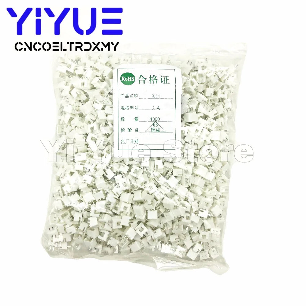 1000pcs XH2.54 2p 3p 4p 5p 6pin 2.54mm Pitch Pin Header JST Connector Wire Connectors Adaptor XH 2.54mm Spacing Connector TJC3