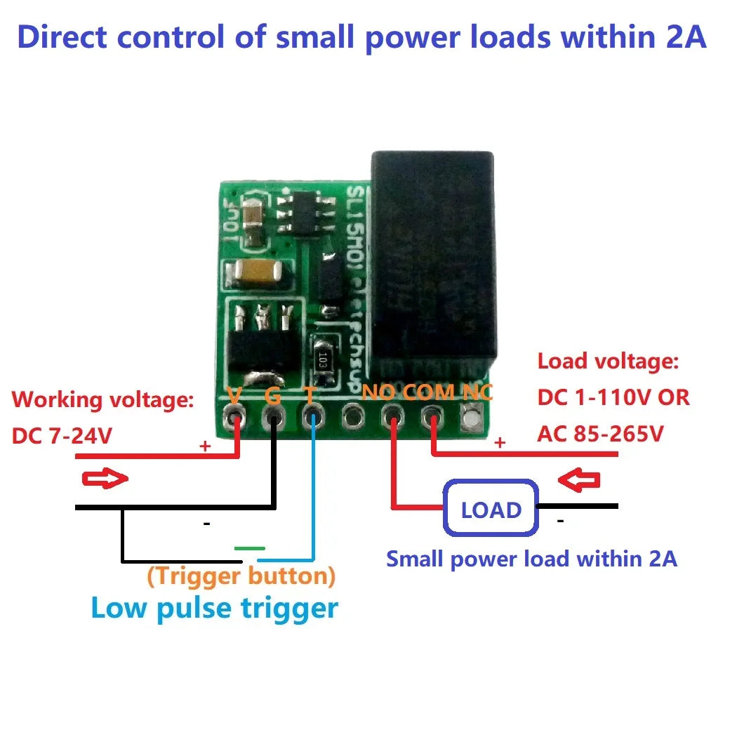 DC 12V 2A Mini 1ch Bistable Self-locking Relay Module Flip-Flop Latch Switch Board for LED Motor Solenoid Valve