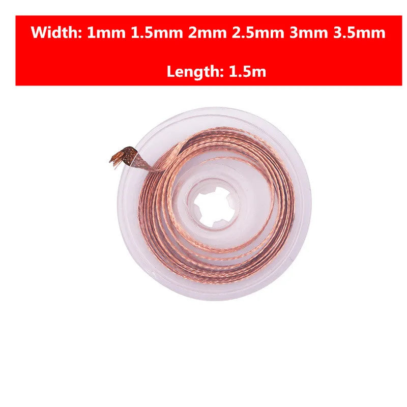 1mm 1.5mm 2mm 2.5mm 3mm Width 1.5M Length Desoldering Braid Welding Solder Remover Wick Wire Lead Cord Flux BGA Repair Tool