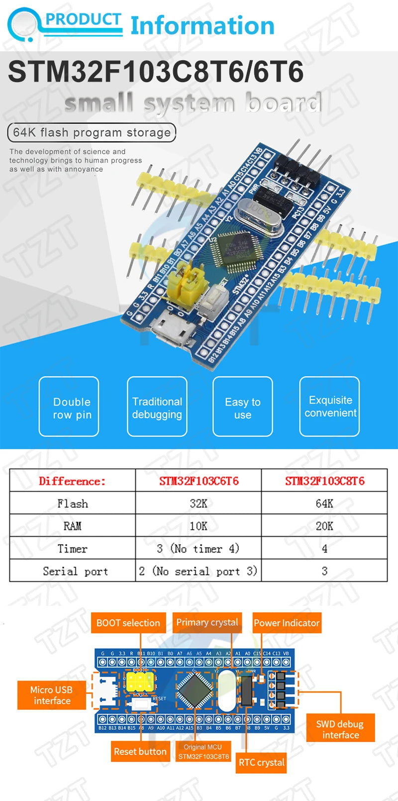 1/3pack STM32F103C6T6 STM32F103C8T6 ARM STM32 Minimum System Development Board Module For Arduino