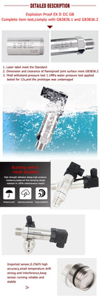 G1/4 Pressure Sensor 0.1bar/5bar/100psi/100Kpa Oil Water Gas Pressure Measuring 4-20mA 0-10V RS485 0.5-4.5V Pressure Transmitter