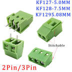 10Pcs KF128 2Pin 3Pin Screw Type PCB Terminal Block Wire Connector 2.54mm/3.5/3.96/5.0/5.08/7.5mm Straight Pin Splice Terminals