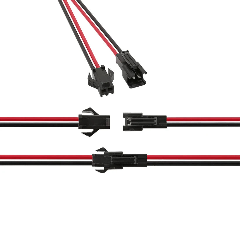 50/100Pairs JST SM 2 Pins Male to Female Plug Socket Cable Pigtail SM 2P Wire Connector For LED Strip Light Tape Lamp 10/15/20cm