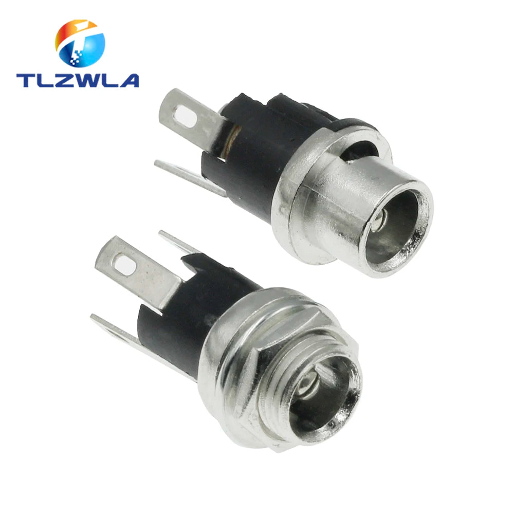 10PCS DC025M 5.5*2.1/2.5mm DC Socket With Nut 5.5x2.1/5.5x2.5 mm DC Power Jack Socket Female Panel Mount Connector