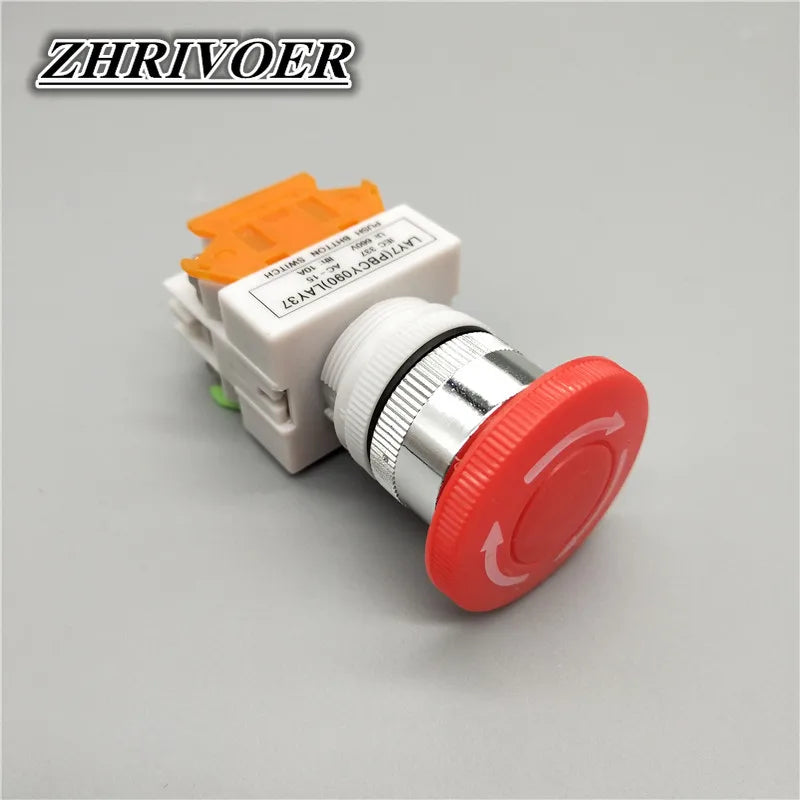22mm LAY37-11ZS/LAY37-11ZSD Red Mushroom Head Emergency Stop Push Button Switch with Light Self-locking 10A/660V