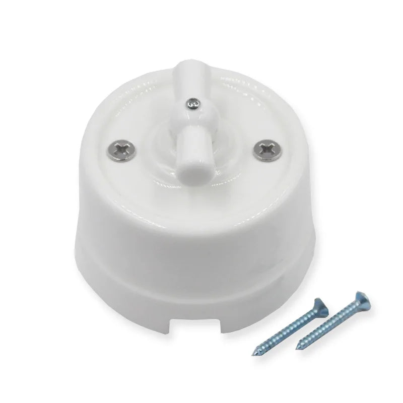 High Quality Wall Light Retro Ceramic Knob Rotary Switch EU Socket White