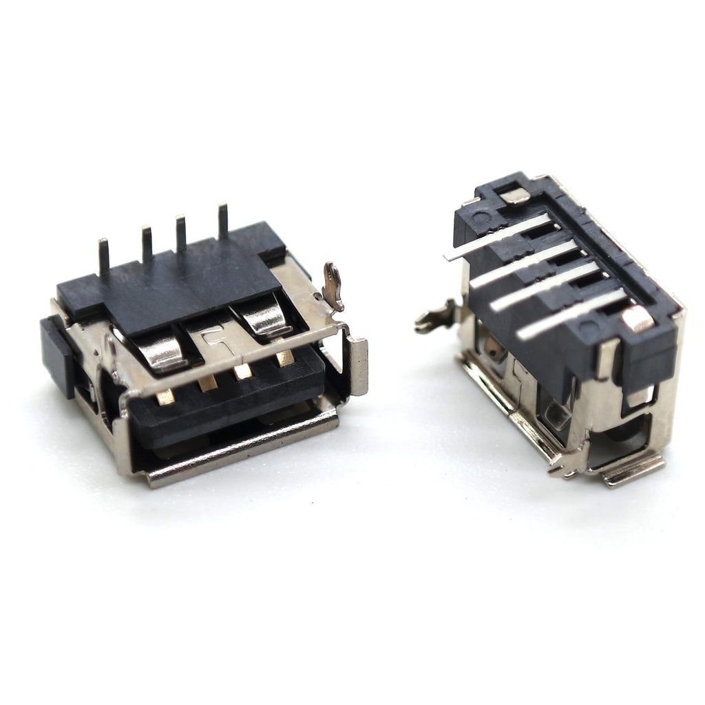 10pcs USB Female Connector AF10 Straight Pin Front 2 Pin A Type USB 90° Horizontal 4P Plug-in 6.3h Socket