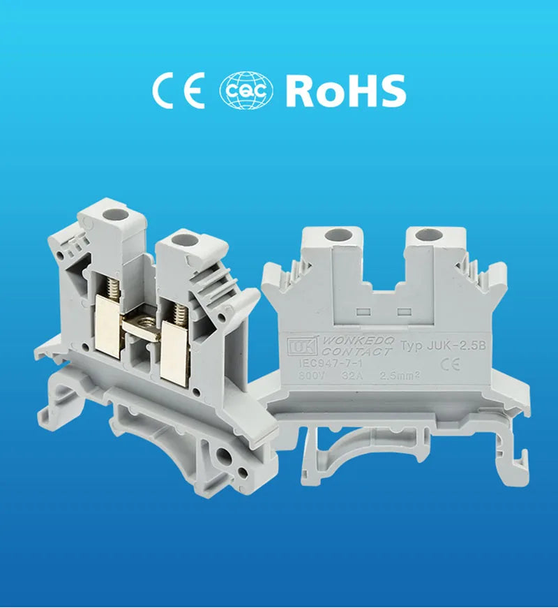 10Pcs UK 2.5 Terminal Block UK2.5B Screw Connection Connect Strip 2.5B 2.5mm² Cable Electrical Din Rail Wire Connector