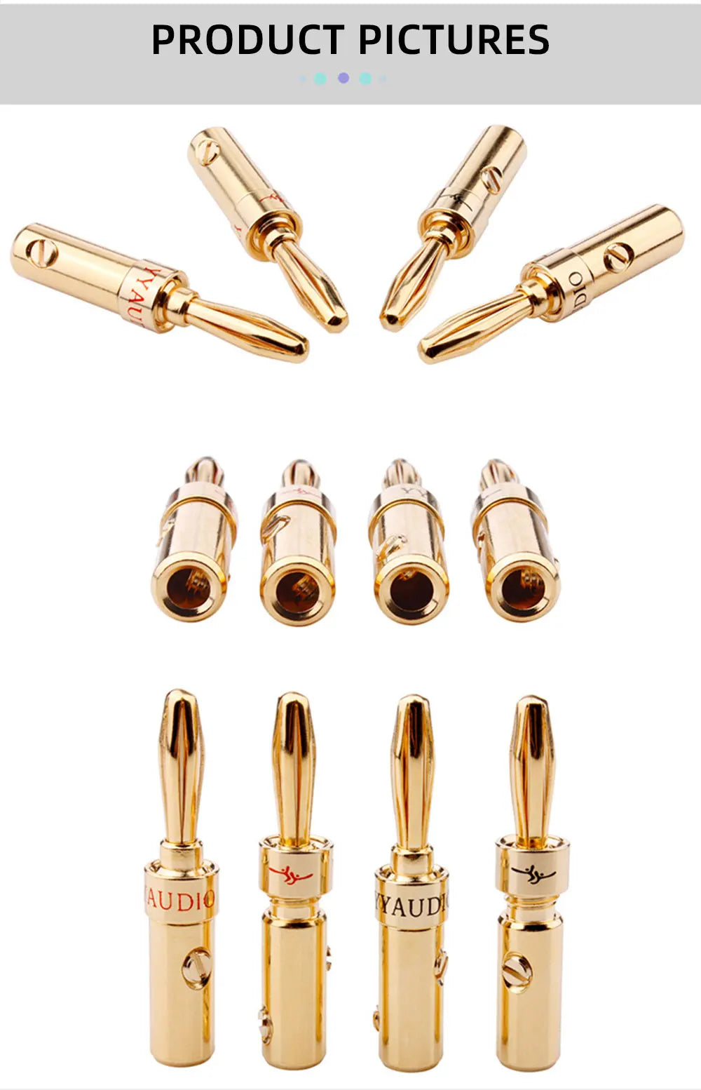 Banana Plug 4mm Alloy Gilding Banana Plugs for Speaker Cable Wire Banana Connector Adapter 8pcs Speaker Banana Plug Adapter