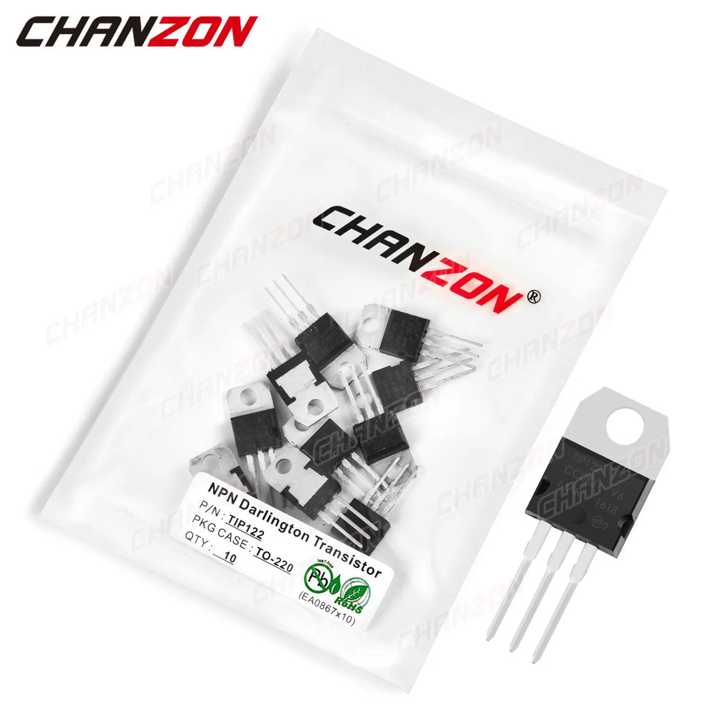 10pcs TIP122 TO-220 NPN Darlington Power Transistor Bipolar Junction BJT Powerful Triode Tube Fets 5A 100V Integrated Circuits