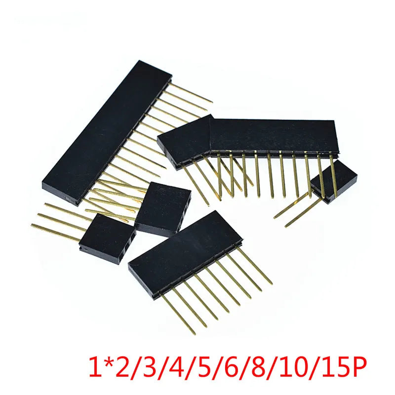 10PCS 2.54mm Single Row Female Long Pins 11mm Breakaway PCB Board Pin Header Socket Connector 1*2/3/4/6/8/10/15Pin For Arduino