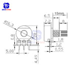 WH148 1K 2K 5K 10K 20K 50K 100K 250K 500K 1M Ω 3Pin Knurled Shaft Linear Taper Rotary Potentiometer Resistor w/Knob for Audrino