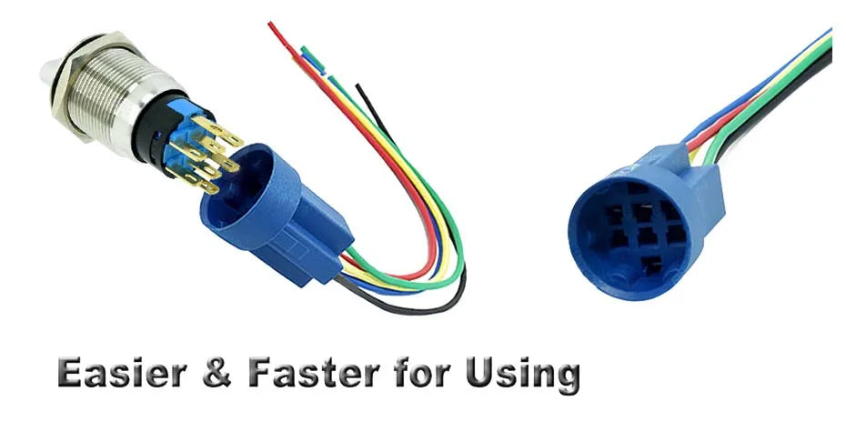 19mm 2 3 Position Metal Selector Rotary Switch Latching Push Button Switch SPDT with 12V LED Illuminated Switch 1NO1NC ON OFF