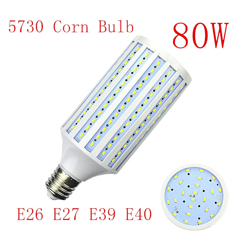 LED Bulb Lamp E14 B22 E27 E26 E39 E40 5730 Corn Spot Light 25W 30W 40W 50W 60W 80W 100W Lampada 110V 220V Cold Warm White Lights