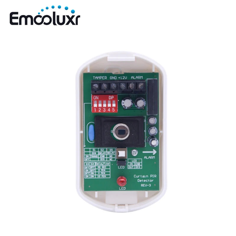 DC12V Curtain Window PIR Sensor Alarm Detector with NO/NC Output for All Wired Home Burglar Security Alarm System