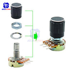 WH148 1K 2K 5K 10K 20K 50K 100K 250K 500K 1M Ω 3Pin Knurled Shaft Linear Taper Rotary Potentiometer Resistor w/Knob for Audrino