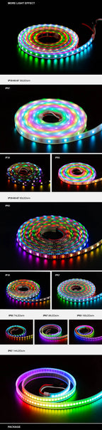 WS2812B Led Lights DC5V WS2812 RGB Led Strip Light Individually Addressable Smart Pixels Magic Light Black White PCB IP30 65 67