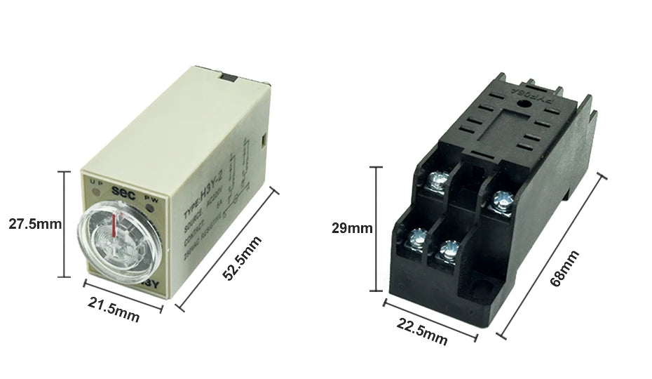 H3Y-2 Time Relay DC12V AC 220V 0-30 Sec 0-30 Minute 0-60s 0-60min Delay Timer 220VAC Timer Relay with Base Socket