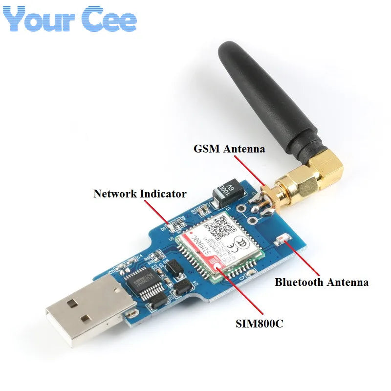 USB to GSM Quad-band GPRS SIM800 SIM800C Module for Wifi Wireless Bluetooth-compatible BLE SMS Messaging With Antenna CH340T