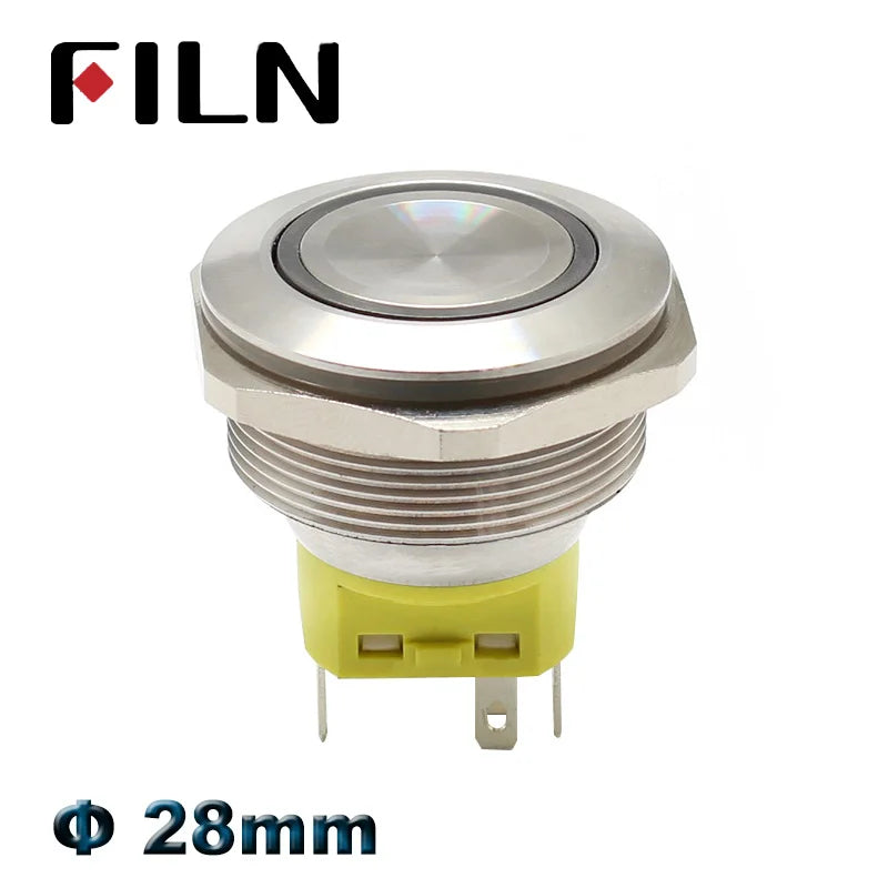 28mm 12v 24v led red green Metal Push Button Switch power mark locking Latching Self-reset Momentary switch spdt 1NO 1NC 2no2nc