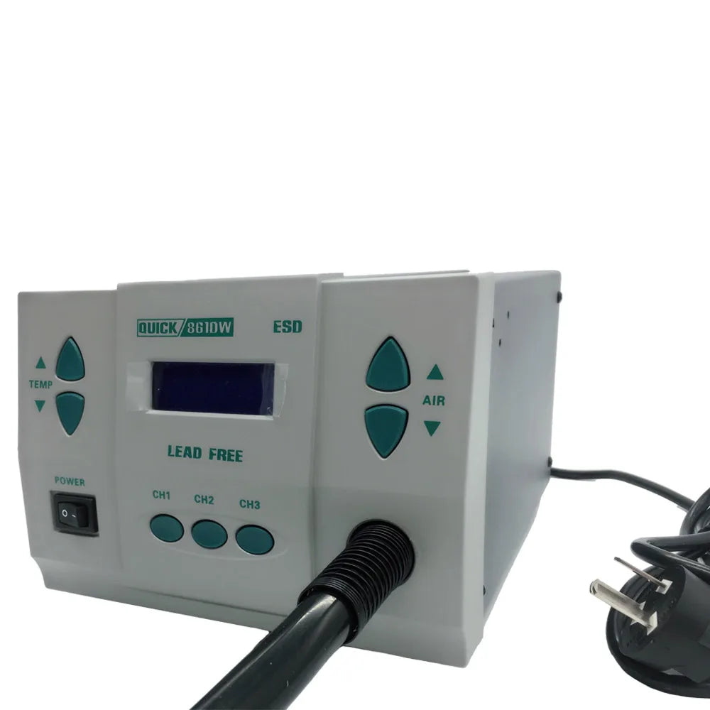 Original QUICK 861DW 1000W heat gun lead free hot air soldering station microcomputer temperature Rework Station+7nozzle