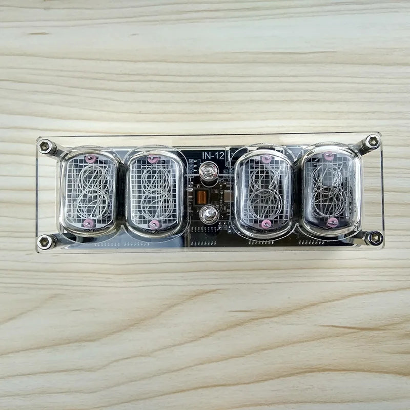 GHXAMP IN-12 Glow Tube 4-digit Clock Colorful LED Backlight DS3231 Nixie Clock IN-12B DC5V USB Electronic DIY