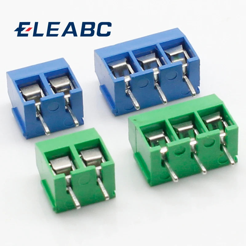 100PCS/Lot KF301-2P KF301-3P KF301-5.0-3P KF301 Screw 3Pin 5.0mm Straight Pin PCB Screw Terminal Block Connector Blue and green