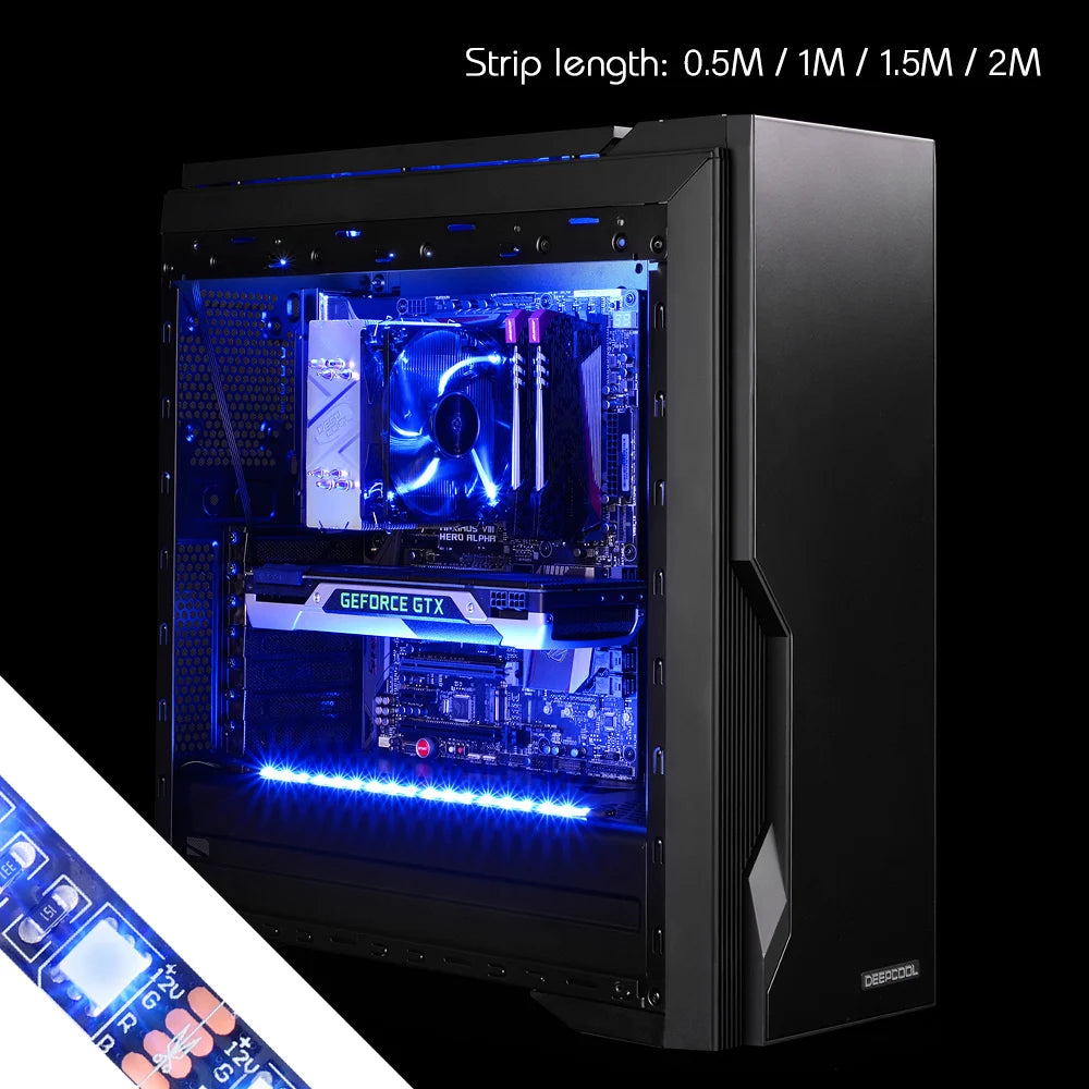 12V 4 Pin RGB Gaming PC Led Strip Light 5050 RGB Tape For Aura Sync MSI Mystic Light Motherboard Control Computer Case Backlight