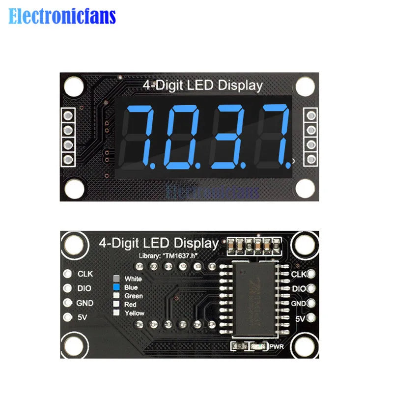 0.36 Inch 0.36" 4/6-Digit Red/Green/Yellow/Blue/White LED Digital Display Tube Decimal 7 Segments TM1637 Module For Arduino