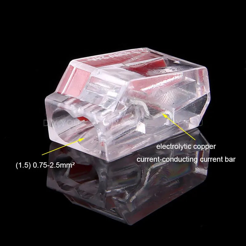 25/50/100Pcs 252/253/254/255 Fast Push-in Conductor Wiring Connector Terminal Block Compact Wire Connector 2/3/4/5Pin AWG18-12