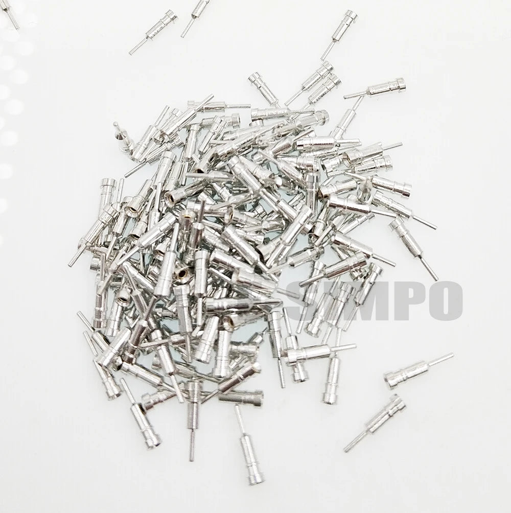 1000pcs D0.5mm D0.45-0.6mm PCB Gold Round Female Male Pin Sensor Crystal Socket Dim1.4*7.4mm,No Plastic for 2.54 Hole Pin Header