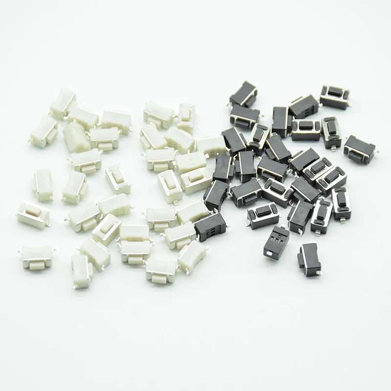 50pcs 3*6*4.3/4.5/5mm Panel PCB Momentary Tactile Tact Push Button Micro Switch 2 Pin DIP Light Touch Keys Keyboard black/White