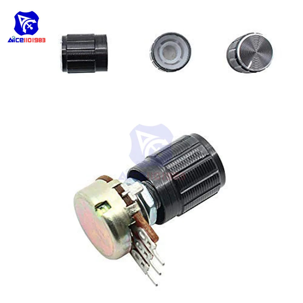 WH148 1K 2K 5K 10K 20K 50K 100K 250K 500K 1M Ω 3Pin Knurled Shaft Linear Taper Rotary Potentiometer Resistor w/Knob for Audrino