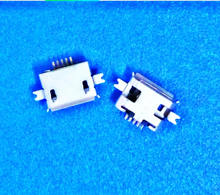 50pcs Micro Connector Heavy Plate 1.0 SMD 2 Feet Mini USB Connector 5P Female Tablet Charging Seat Mobile Phone Charging Socket