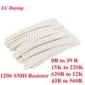 500Pcs-420pcs 1206 SMD Resistors Kit Assorted Kit 5% Sample Kit Sample Bag DIY Kit Electronic Component 25 Values*20pcs 0R 200pc